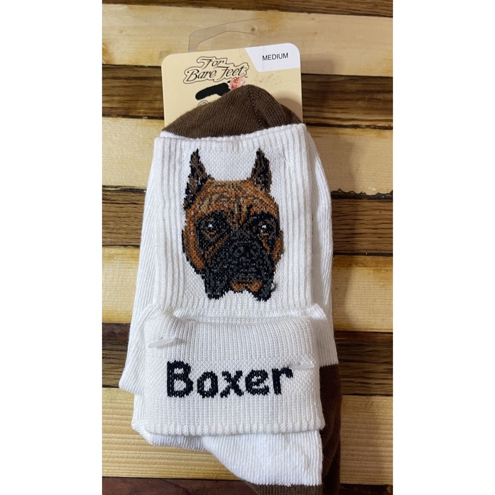 Boxer Dog Crew Socks From Foozys Canine Collection One Pair Size Medium NWT